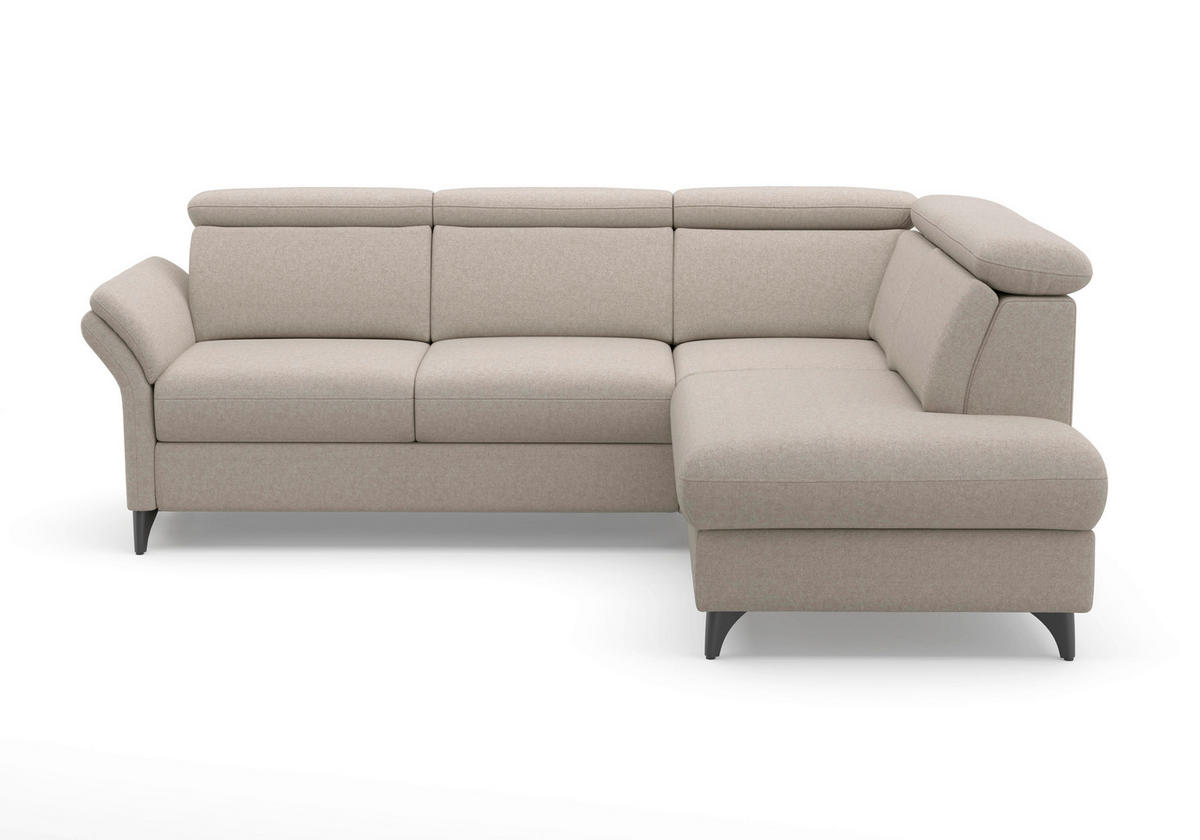 ECKSOFA GLENDALE E Taupe Flachgewebe  - Taupe/Schwarz, KONVENTIONELL, Textil/Metall (247/193cm) - Sit & More