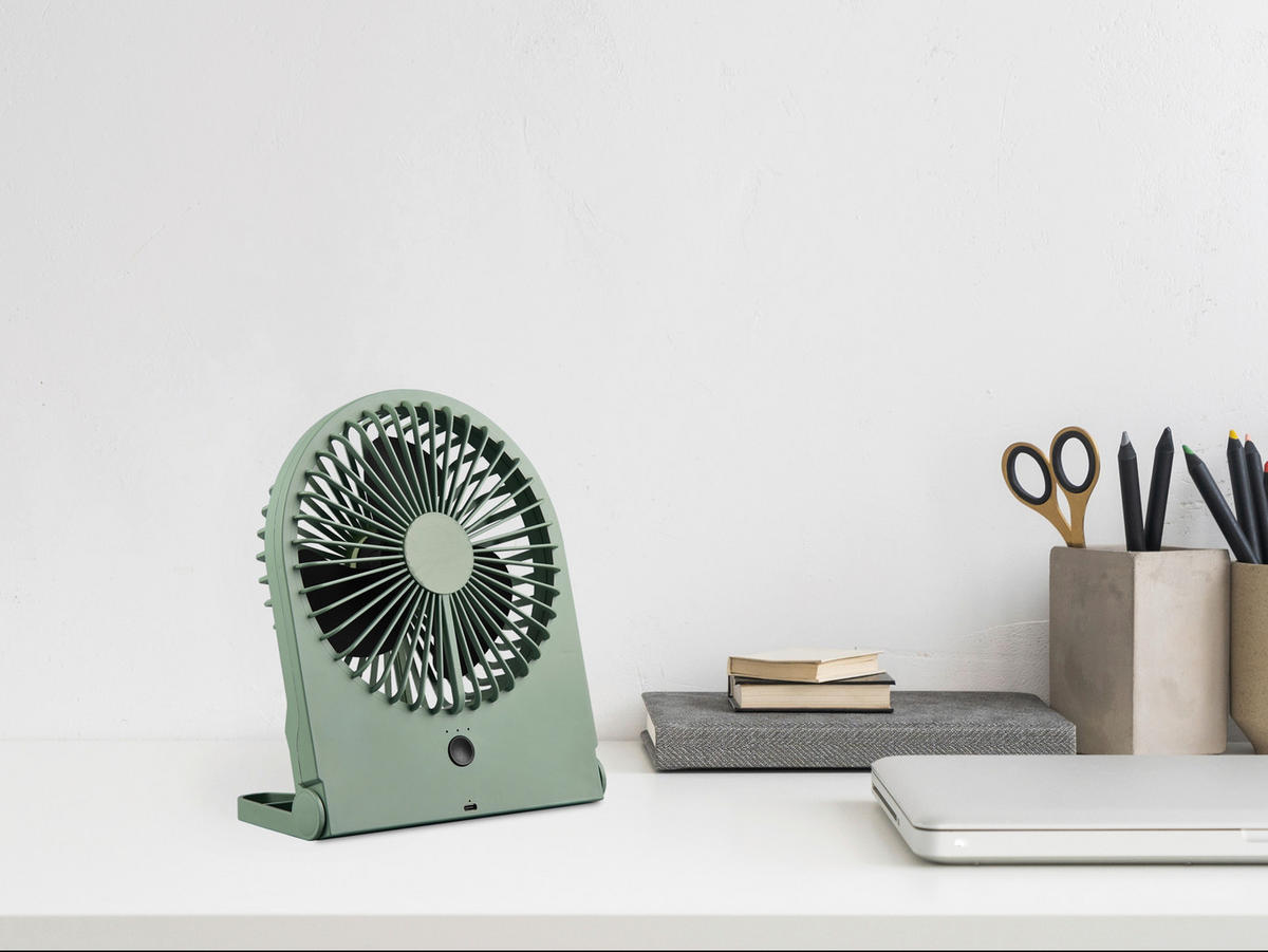 TISCHVENTILATOR - Grün, KONVENTIONELL, Kunststoff (19/10,5/23cm)
