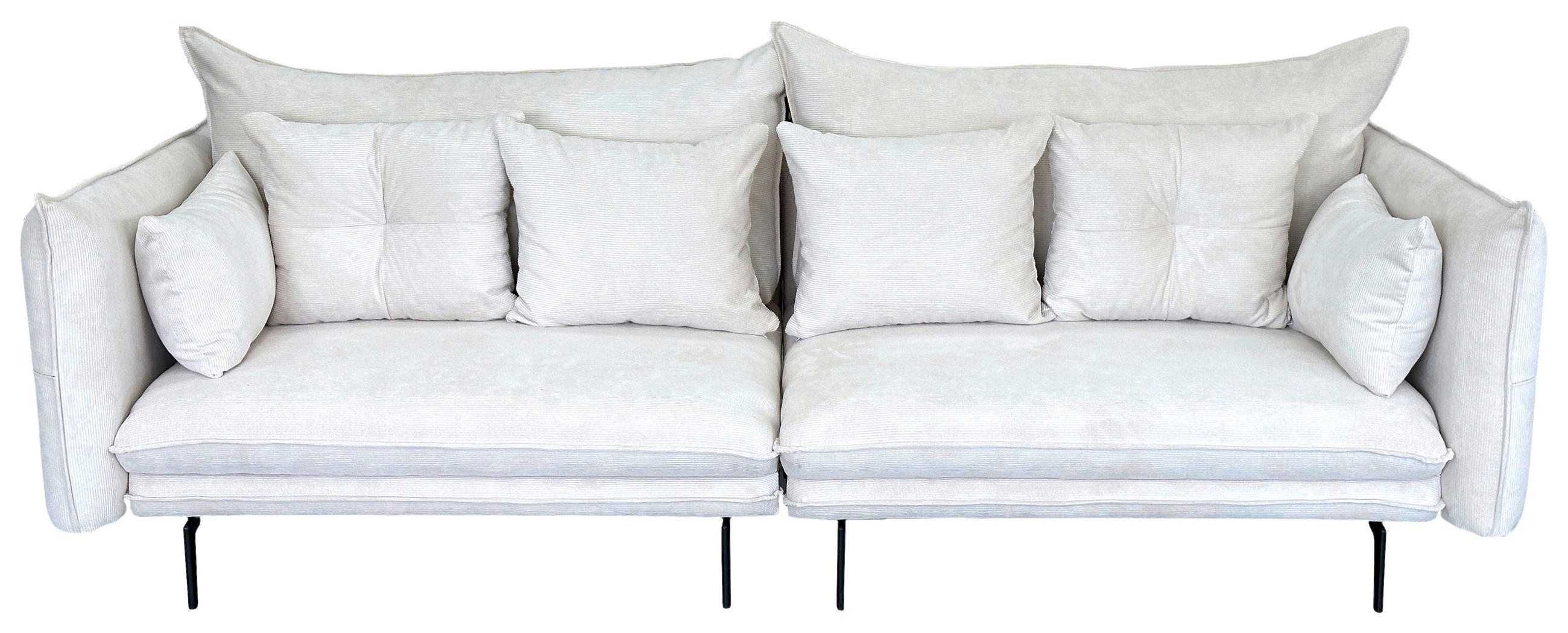 2-SITZER-SOFA Cord Creme  - Creme/Schwarz, Design, Kunststoff/Textil (262/91/115cm) - MID.YOU