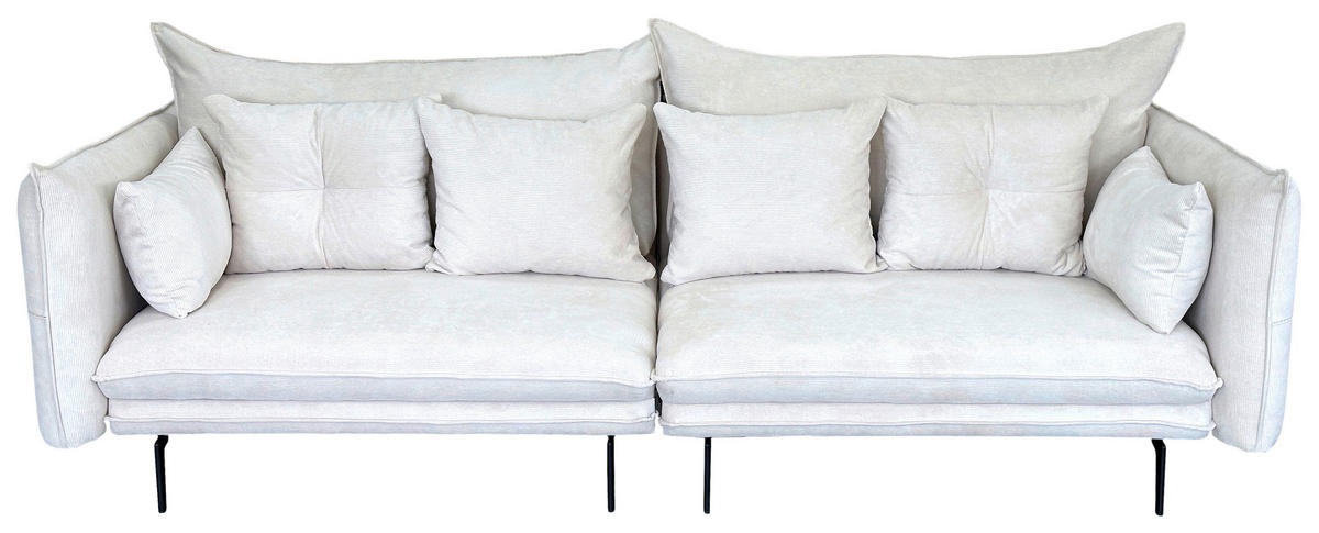 2-SITZER-SOFA in Cord Creme  - Creme/Schwarz, Design, Kunststoff/Textil (262/91/115cm) - MID.YOU