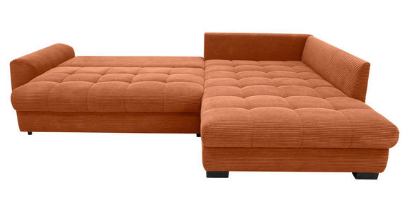 ECKSOFA Dunkelorange Cord Rückenkissen, Armlehnenkissen, Bettkasten, Schlaffunktion, Rücken echt, Liegefläche im Originalstoff  - Dunkelorange/Schwarz, KONVENTIONELL, Kunststoff/Textil (304/212cm) - Carryhome