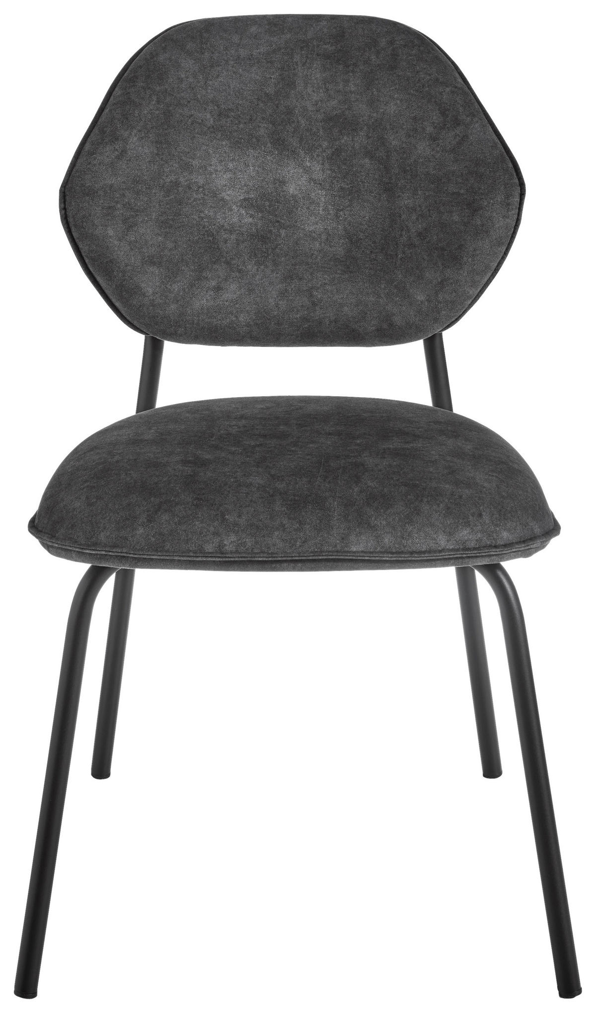 STUHL  Stoffauswahl, stapelbar Velours  - Schwarz/Grau, Basics, Textil/Metall (51/85/63cm) - Celina Home