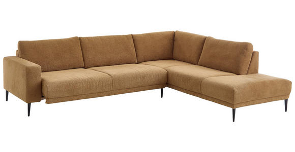 ECKSOFA Senfgelb Chenille  - Senfgelb/Schwarz, Design, Textil/Metall (303/254cm) - Dieter Knoll