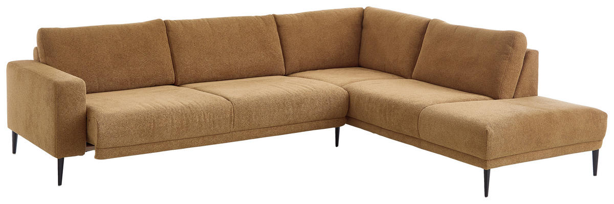 HÖRNSOFFA i chenille senapsgul  - svart/senapsgul, Design, metall/textil (303/254cm) - Dieter Knoll