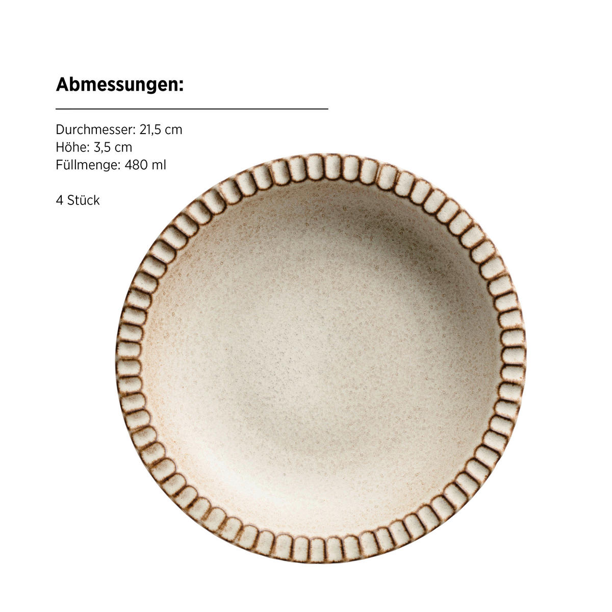 TELLERSET IDA 8-teilig  - Beige, Basics, Keramik - Mäser