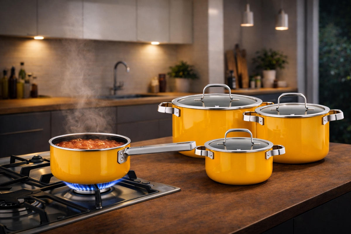 SET POSOD FUSIONTEC MINERAL PRO 4-delni     - temno rumena, Basics, kovina - WMF