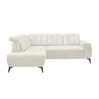 ECKSOFA Creme Mikrofaser  - Creme/Schwarz, MODERN, Textil/Metall (200/261cm) - Livetastic