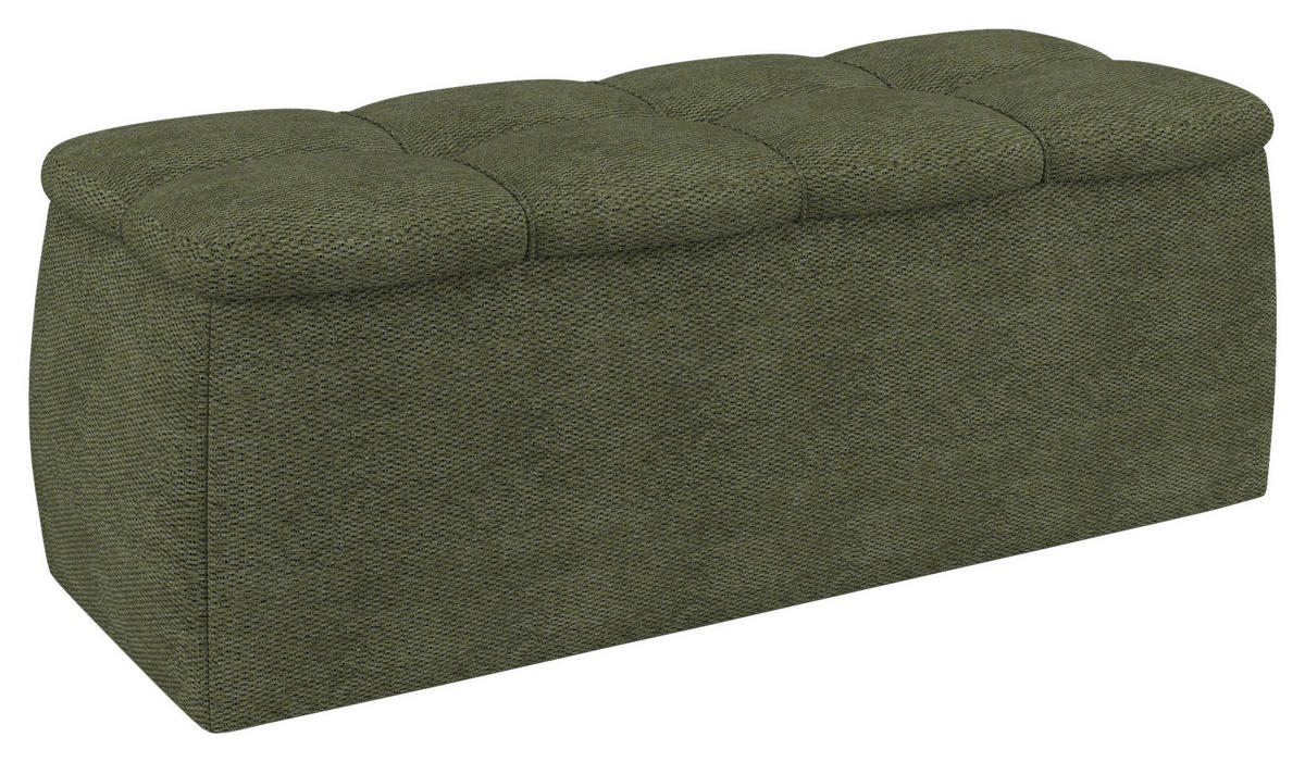 BETTBANK Bouclé Olivgrün  - Schwarz/Olivgrün, Basics, Kunststoff/Textil (141/50/40cm) - Chameo