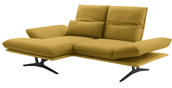 ECKSOFA in Echtleder Gelb  - Gelb/Schwarz, Design, Leder/Metall (130/210cm) - Dieter Knoll