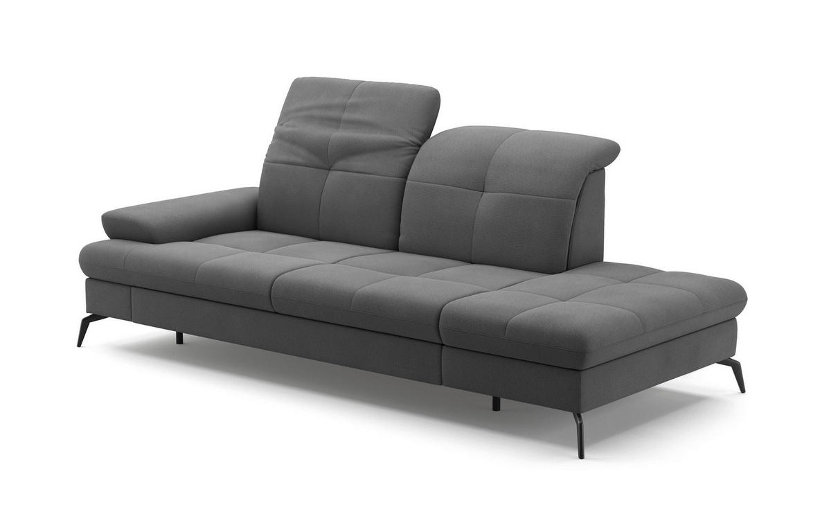 RÉCAMIERE in Flachgewebe Grau  - Schwarz/Grau, Konventionell, Textil/Metall (231/90/122cm) - Sit & More