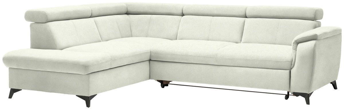 ECKSOFA in Teddystoff Weiss  - Weiss/Schwarz, Design, Textil/Metall (203/260cm) - Stylife