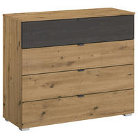 KOMMODE 93/81/42 cm  in Schwarz, Eiche Artisan  - Schwarz/Alufarben, Modern, Holzwerkstoff/Kunststoff (93/81/42cm) - Rauch Möbel