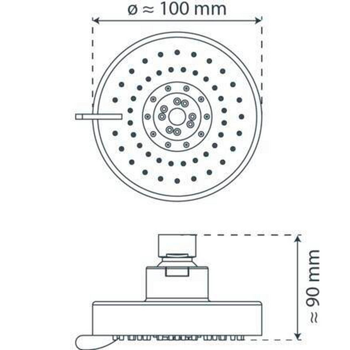DUSCHKOPF   - Chromfarben/Dunkelgrau, Design, Kunststoff (10/9/10cm) - Schütte