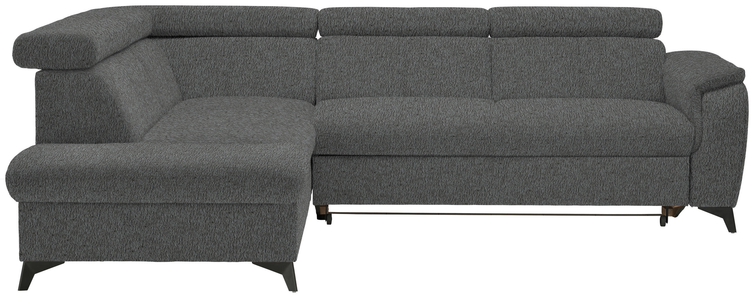 ECKSOFA in Teddystoff Grau  - Schwarz/Grau, Design, Textil/Metall (203/260cm) - Stylife