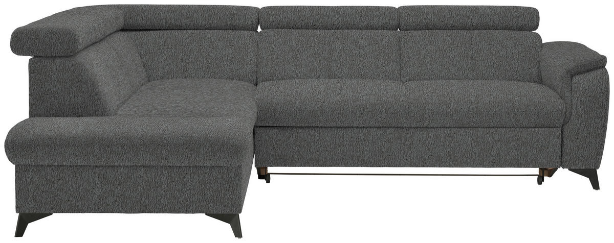 ECKSOFA in Teddystoff Grau  - Schwarz/Grau, Design, Textil/Metall (203/260cm) - Stylife