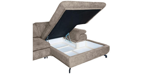 WOHNLANDSCHAFT in Struktur Beige - Beige/Schwarz, KONVENTIONELL, Textil/Metall (253/357/188cm) - Carryhome