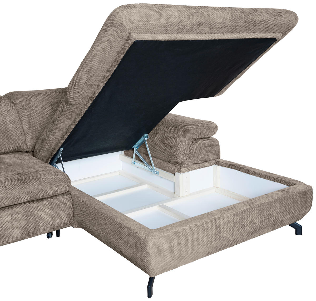 WOHNLANDSCHAFT Beige Struktur  - Beige/Schwarz, KONVENTIONELL, Textil/Metall (253/357/188cm) - Carryhome
