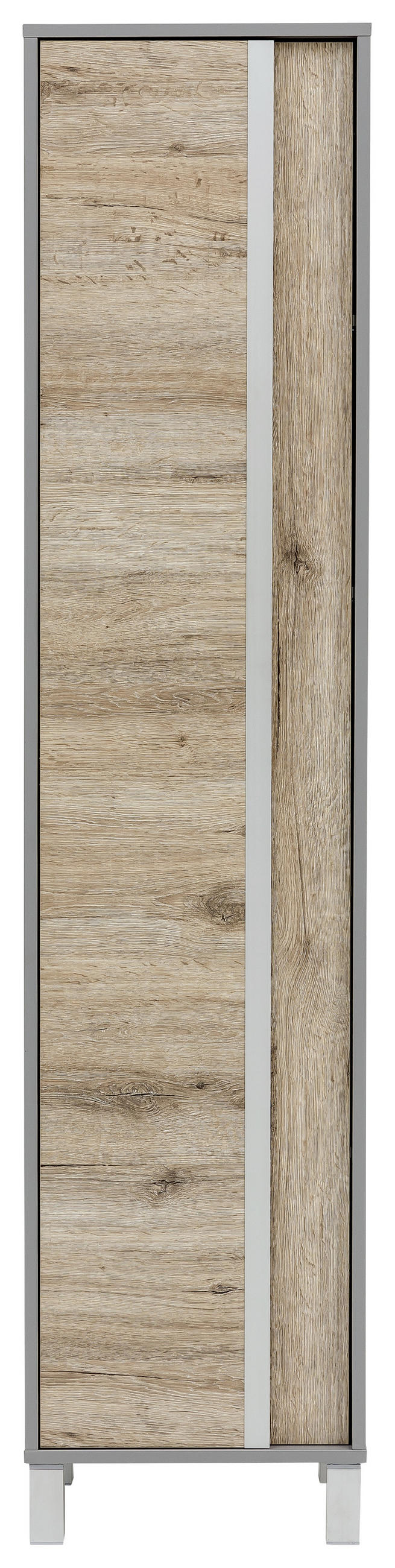 HOCHSCHRANK 40,5/179,5/33,5 cm  - Eichefarben/Silberfarben, KONVENTIONELL, Holzwerkstoff/Metall (40,5/179,5/33,5cm) - Stylife