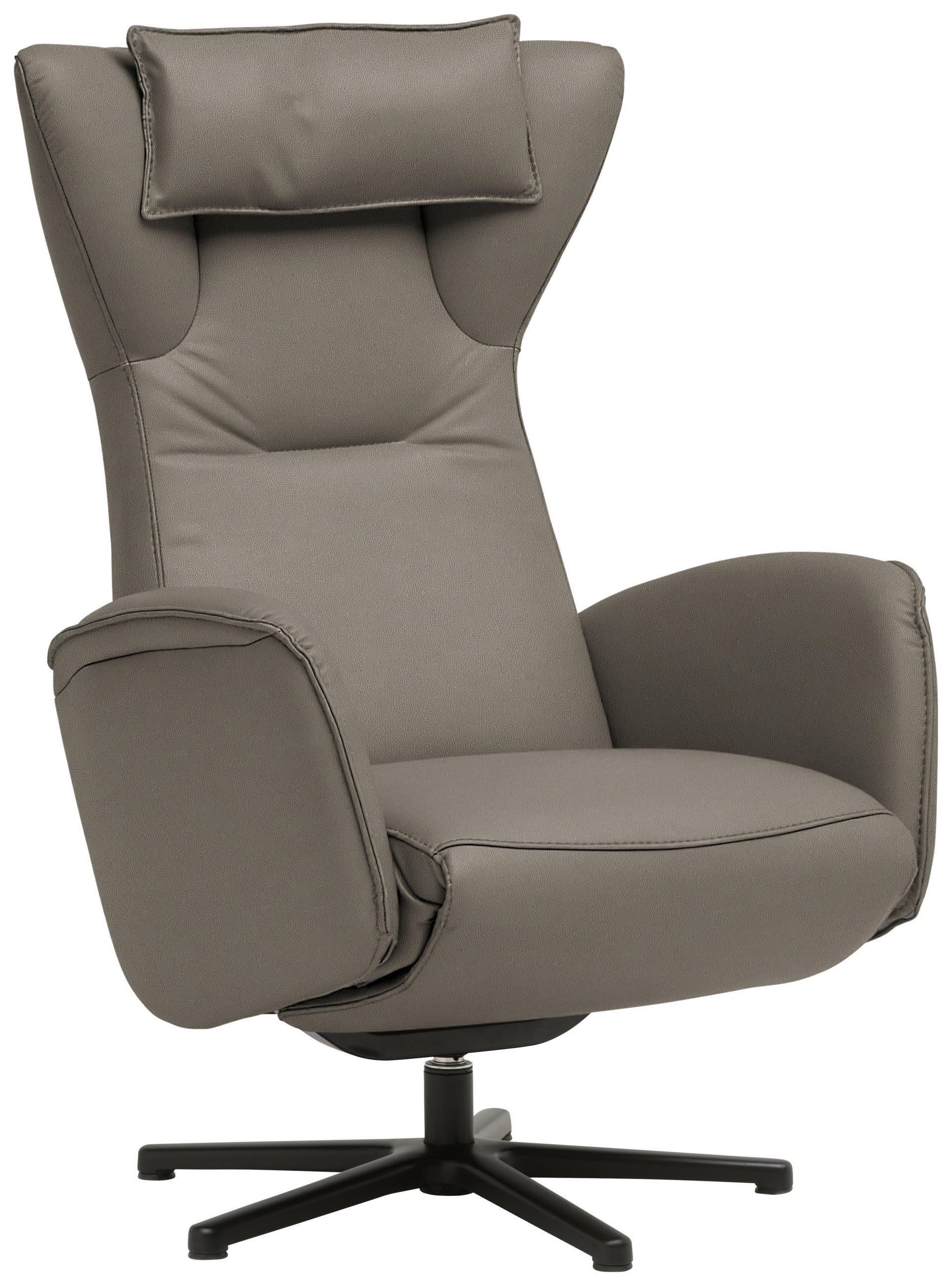 RELAXSESSEL 75/106/86 cm  in Leder Graubraun  - Graubraun/Schwarz, Design, Leder/Metall (75/106/86cm) - Valdera