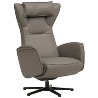 RELAXSESSEL Leder Graubraun  - Graubraun/Schwarz, Design, Leder/Metall (75/106/86cm) - Valdera