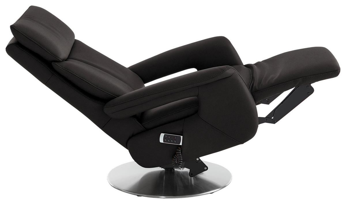 RELAXSESSEL in Leder Dunkelbraun  - Edelstahlfarben/Dunkelbraun, Design, Leder/Metall (78/112/85cm) - Cantus