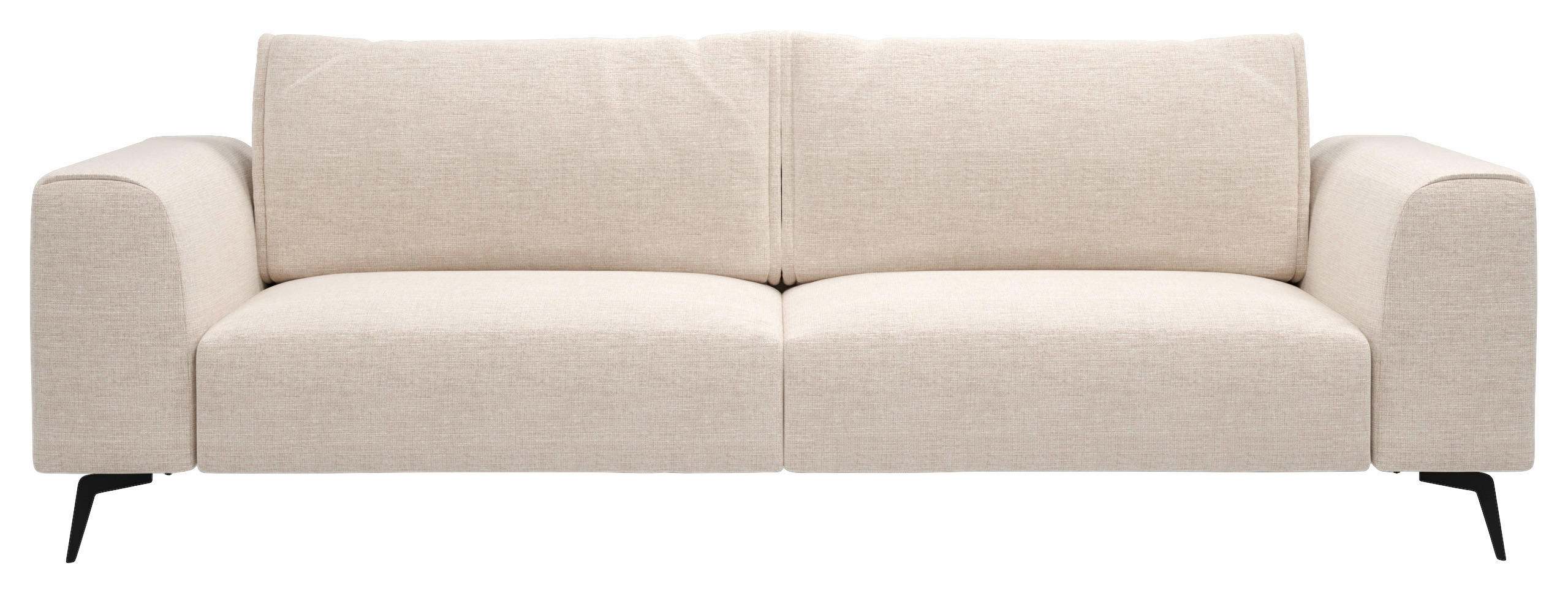 3-SITZER-SOFA beflockt Creme  - Creme/Schwarz, Design, Holz/Textil (246/87/88cm) - MID.YOU