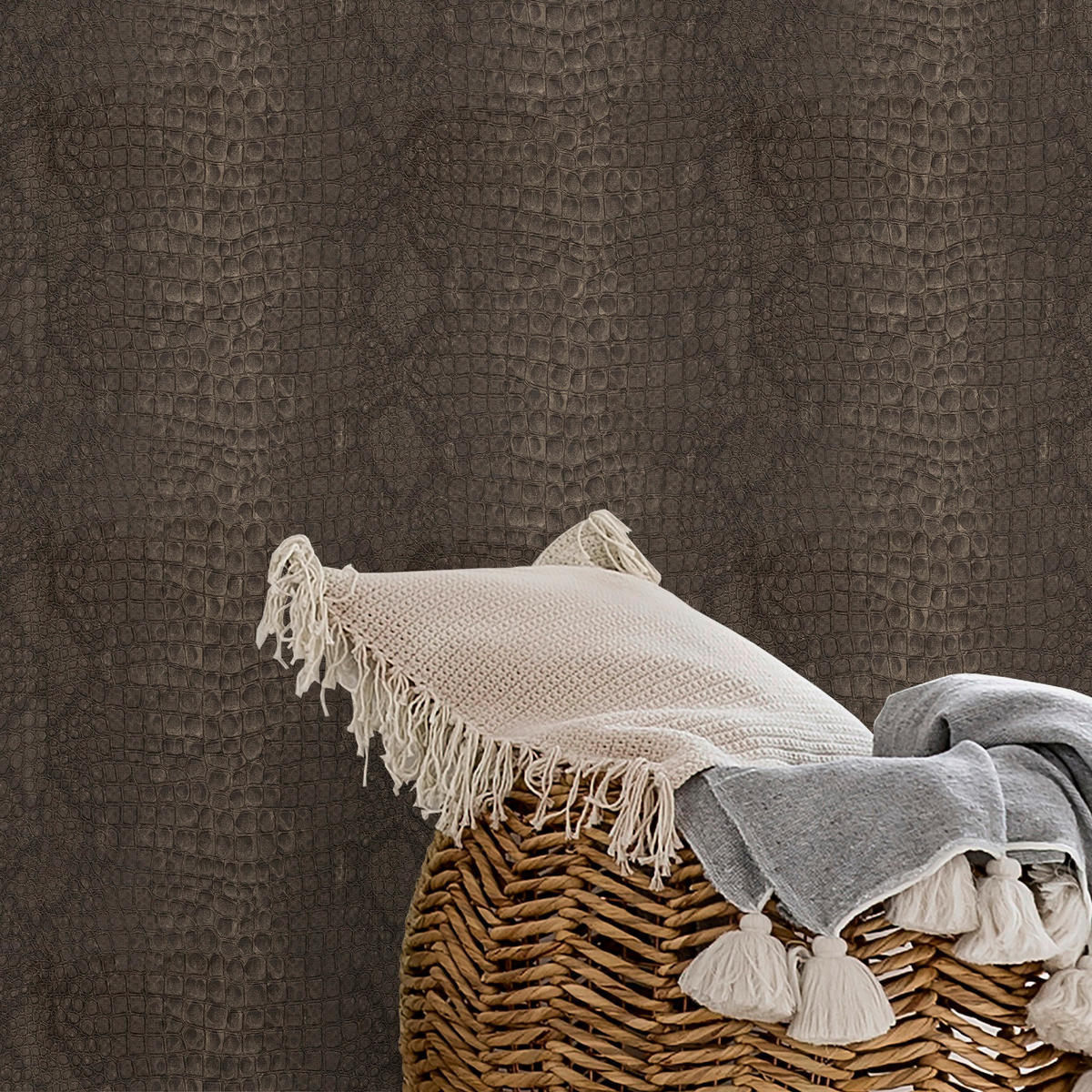 NON WOVEN-TAPET 52/1005 cm  - brun, Basics, papper/plast (52/1005cm)