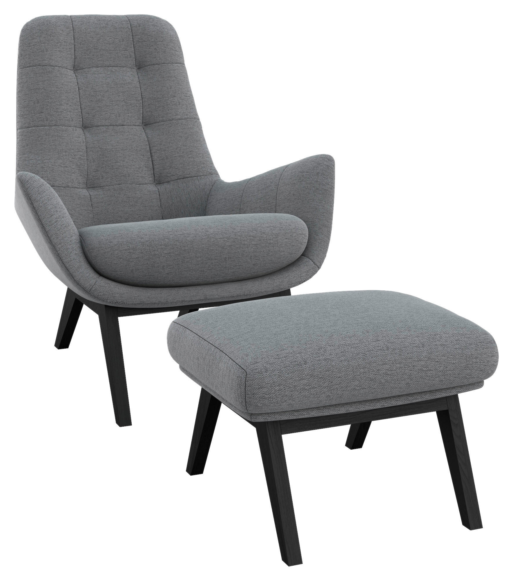 SESSELSET Flachgewebe Hocker    - Schwarz/Grau, Design, Holz/Textil (84/95/96cm) - MID.YOU