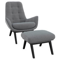 SESSELSET Flachgewebe Hocker    - Schwarz/Grau, Design, Holz/Textil (84/95/96cm) - MID.YOU