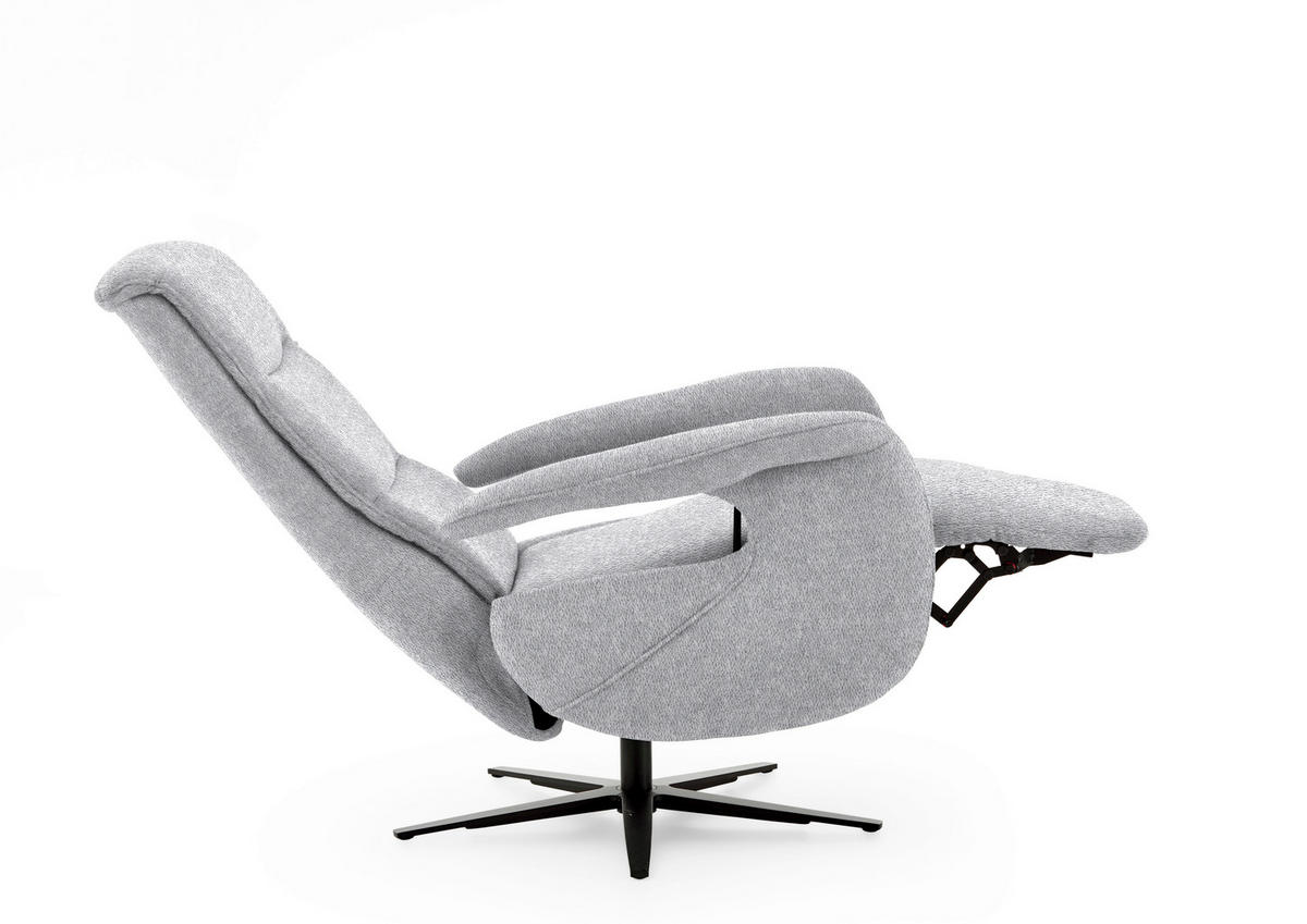 RELAXSESSEL in Textil Hellgrau  - Hellgrau/Schwarz, Design, Textil/Metall (71/112/83-176cm) - Beldomo Style