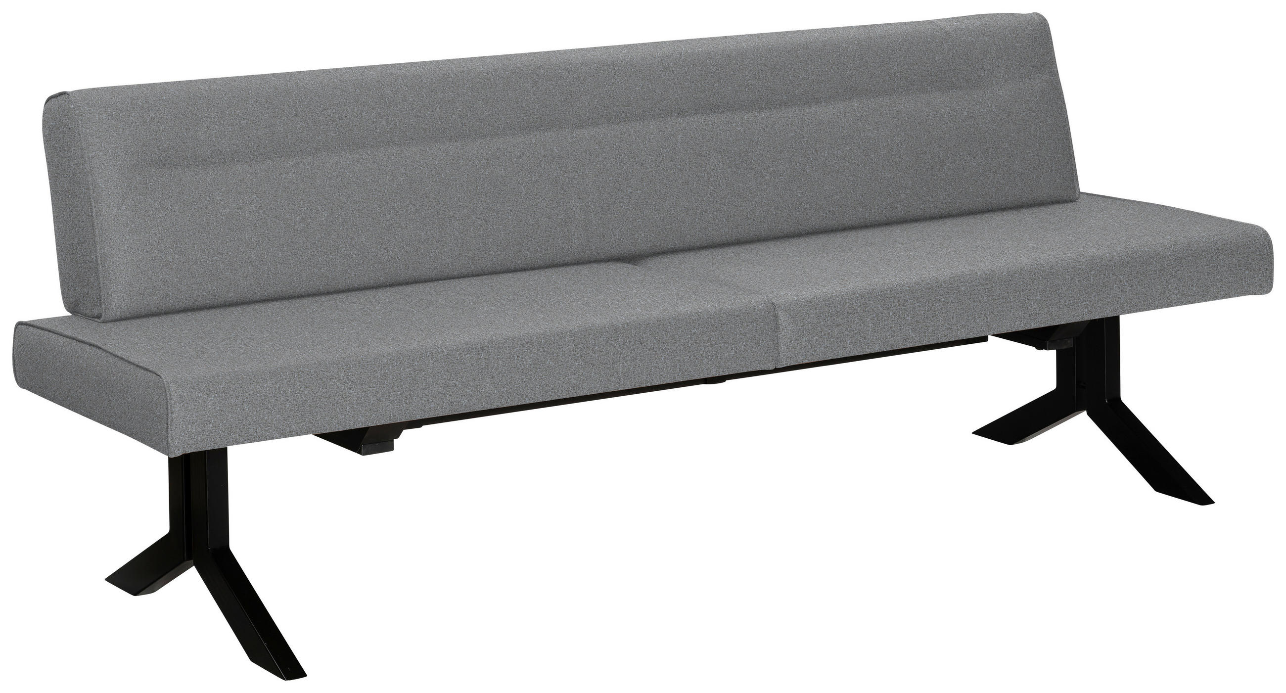 SITZBANK Metall, Textil Hellgrau  - Hellgrau/Schwarz, Konventionell, Textil/Metall (220/87/70cm) - Moderano