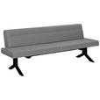 SITZBANK 220/87/70 cm Samt Hellgrau Metall  - Hellgrau/Schwarz, KONVENTIONELL, Textil/Metall (220/87/70cm) - Moderano