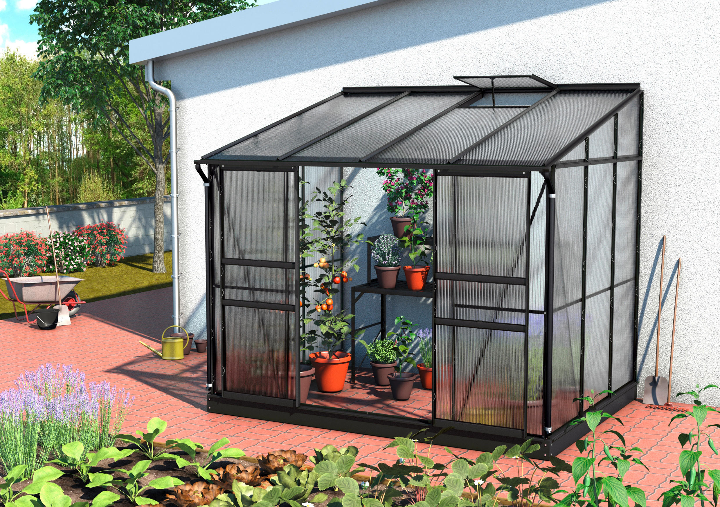 Anlehn-gewächshausbausatz Ida 5200 Hkp 4mm, Schwarz