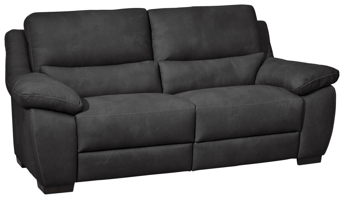 2,5-SITZER mit elektr.Funktion Dunkelgrau  - Wengefarben/Dunkelgrau, KONVENTIONELL, Holz/Textil (210/96/99cm) - Livetastic