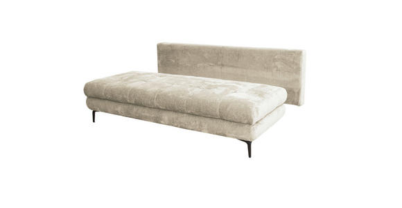 SCHLAFSOFA  mit Liegefunktion, Schlafen auf Sitzhöhe, Rücken echt Chenille Creme  - Creme/Schwarz, KONVENTIONELL, Textil/Metall (203/94/96cm) - Carryhome