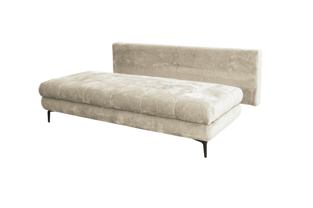 SCHLAFSOFA Chenille Creme  - Creme/Schwarz, KONVENTIONELL, Textil/Metall (203/94/96cm) - Carryhome
