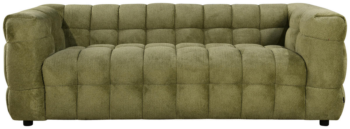 3-SITZER-SOFA Struktur Olivgrün  - Schwarz/Olivgrün, Design, Holz/Kunststoff (218/71/90cm) - Carryhome