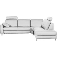 ECKSOFA in Echtleder Weiß  - Chromfarben/Beige, KONVENTIONELL, Leder/Metall (272/245cm) - Valdera