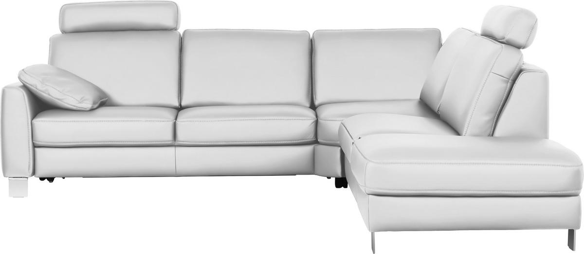 ECKSOFA in Echtleder Weiß  - Chromfarben/Beige, KONVENTIONELL, Leder/Metall (272/245cm) - Valdera