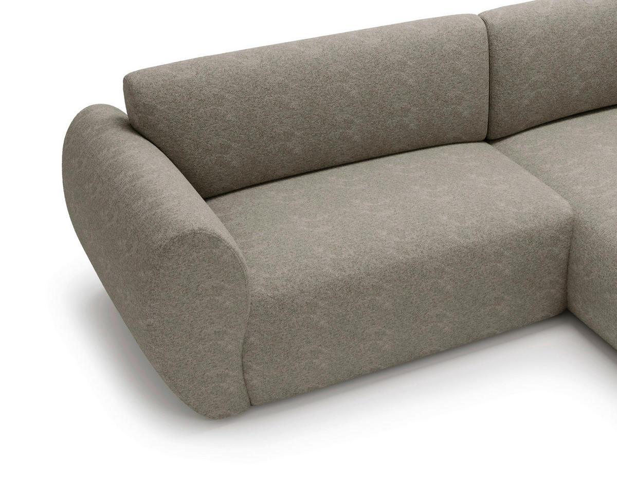 ECKSOFA Chenille Taupe  - Taupe/Schwarz, Design, Kunststoff/Textil (288/170cm) - Livetastic