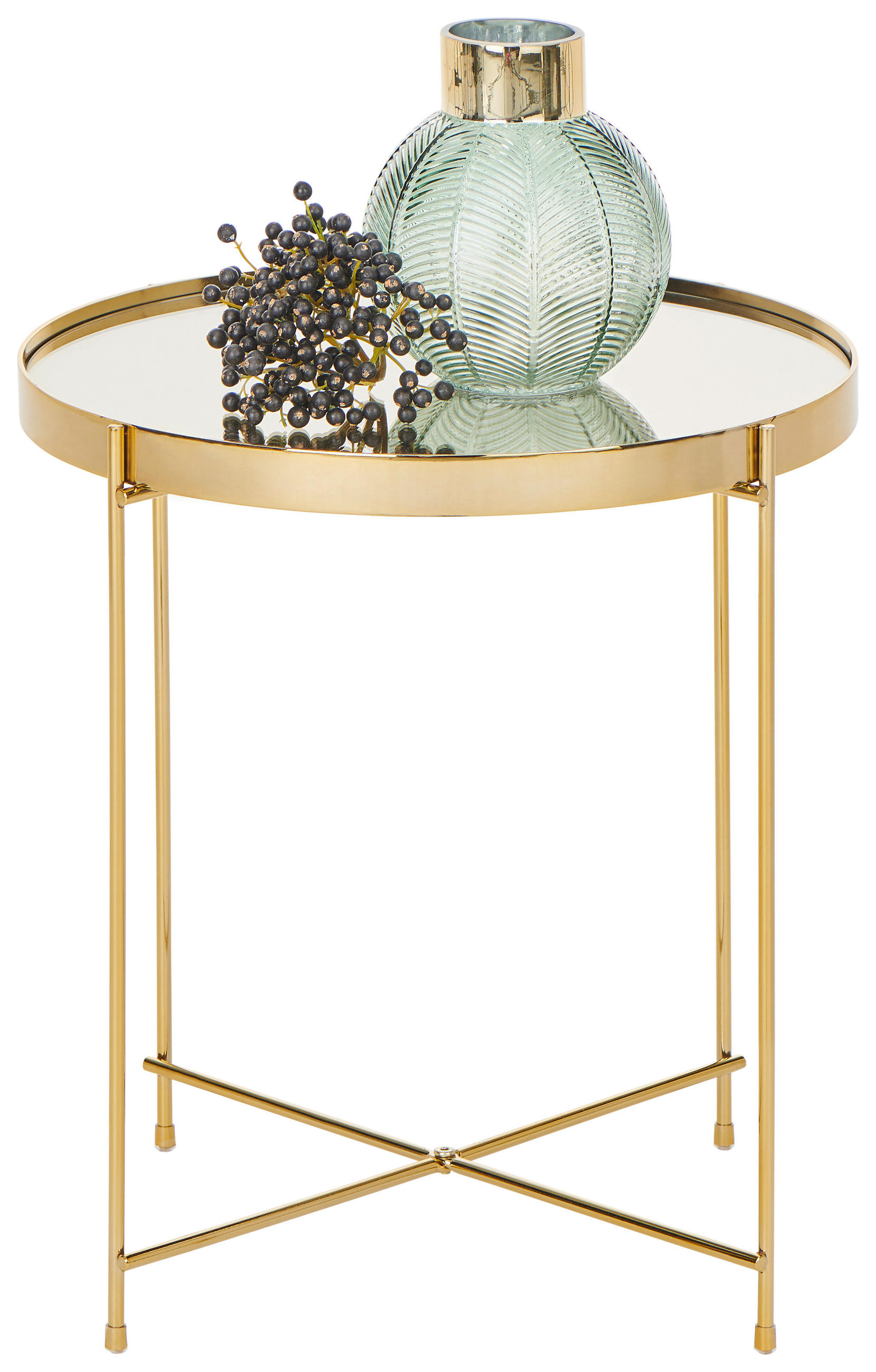 BEISTELLTISCH 42,5/42,5/45,5 cm Goldfarben rund  - Goldfarben, LIFESTYLE, Glas/Metall (42,5/42,5/45,5cm) - Xora