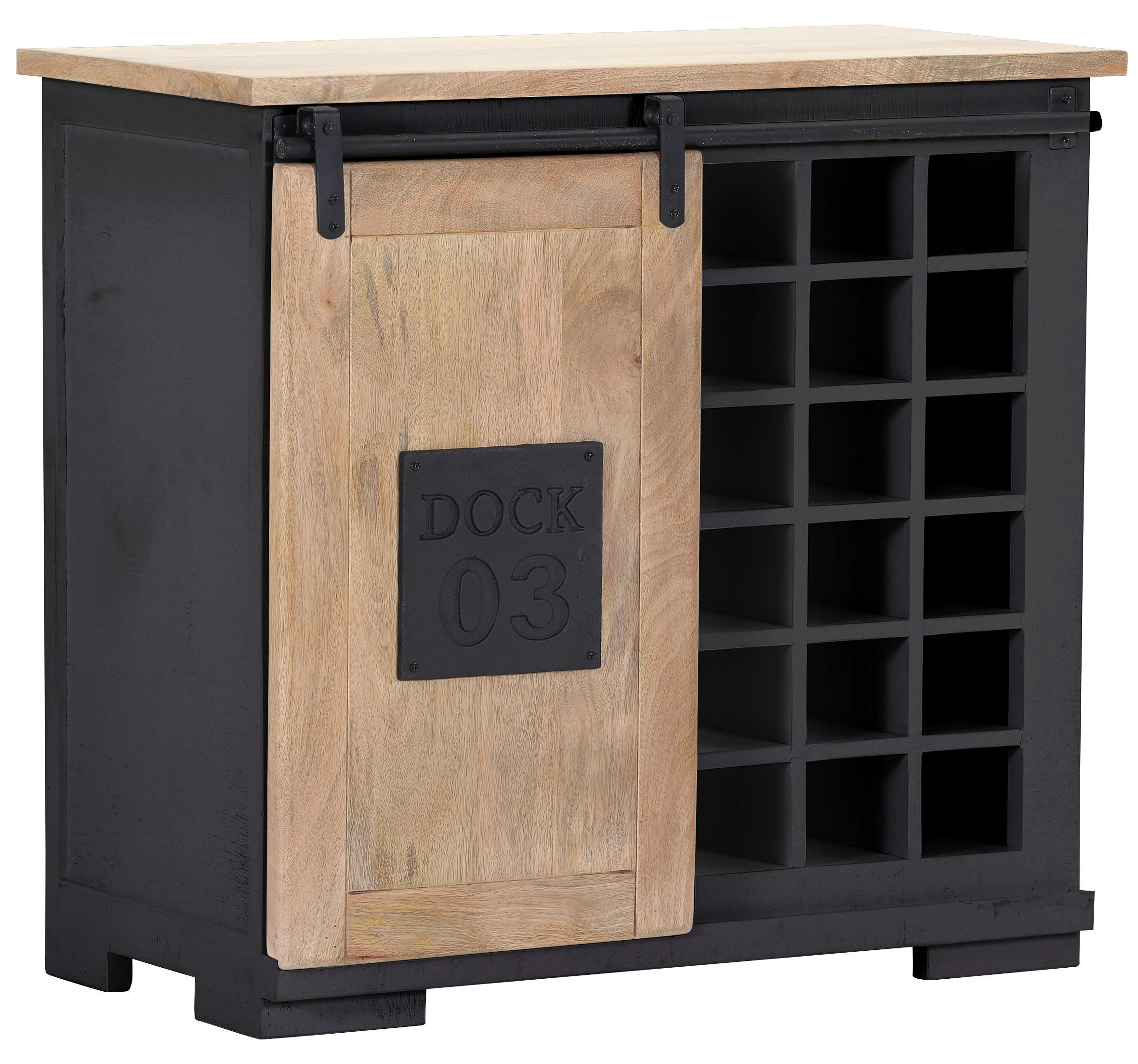 WEINSCHRANK - Anthrazit/Schwarz, LIFESTYLE, Holz/Metall (90/85/45cm) - Landscape