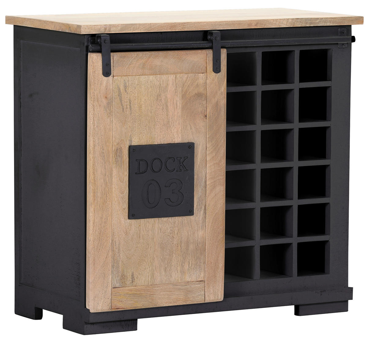 WEINSCHRANK  - Anthrazit/Schwarz, LIFESTYLE, Holz/Metall (90/85/45cm) - Landscape
