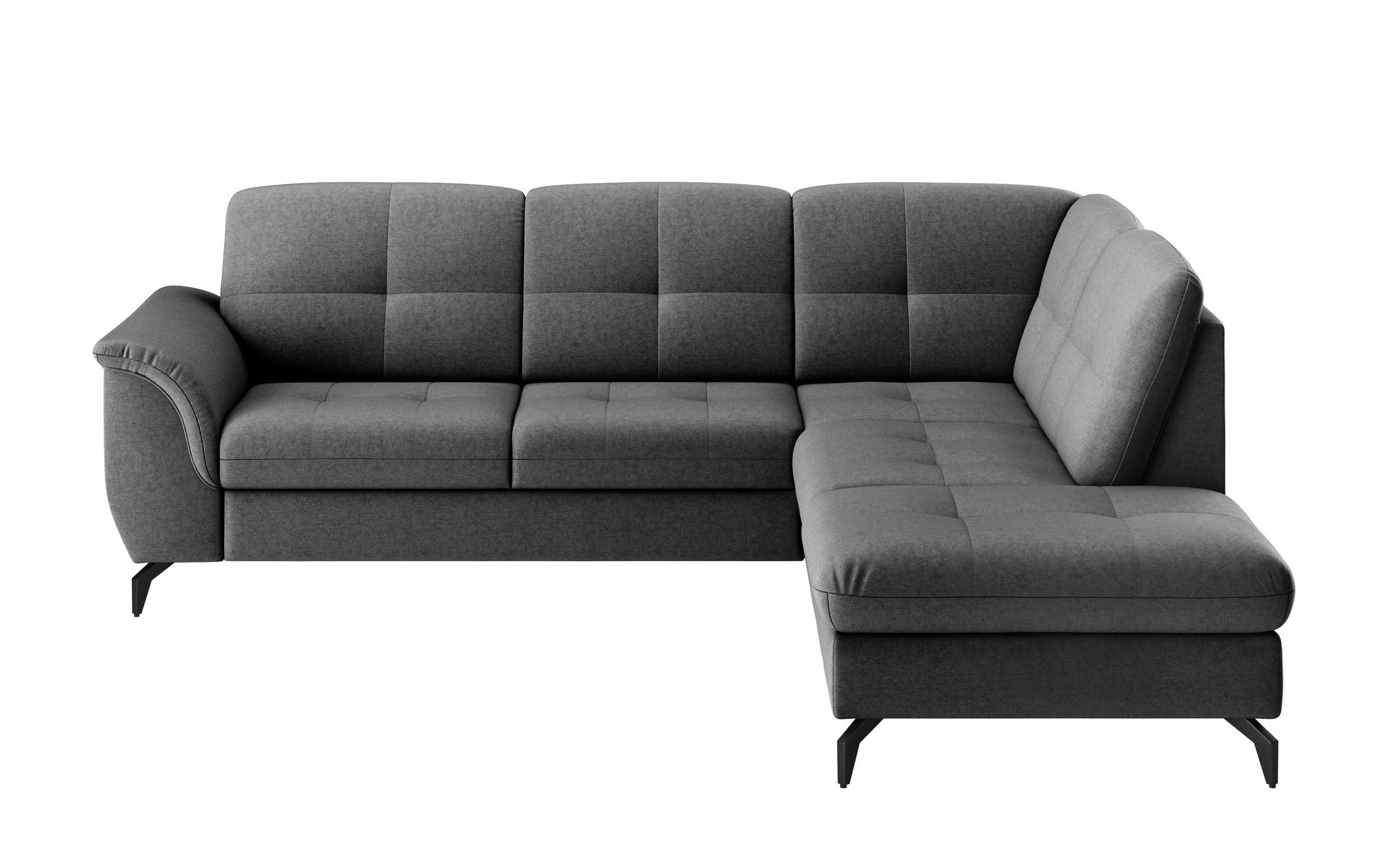 ECKSOFA in Flachgewebe Dunkelgrau  - Dunkelgrau/Schwarz, Modern, Textil/Metall (244/212cm) - Sit & More