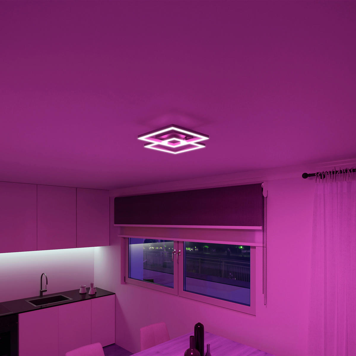 LED-DECKENLEUCHTE  44/7,8/44 cm   - Silberfarben, Design, Metall (44/7,8/44cm) - Tint