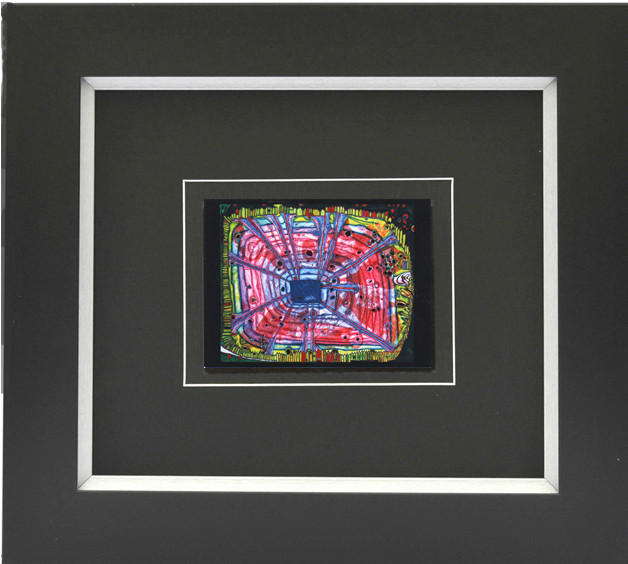 KUNSTDRUCK Hundertwasser Abstraktes, Architektur BLUTREGEN TROPFT IN JAPANISCH.  - Multicolor/Schwarz, Basics, Holzwerkstoff (38,5/43cm)