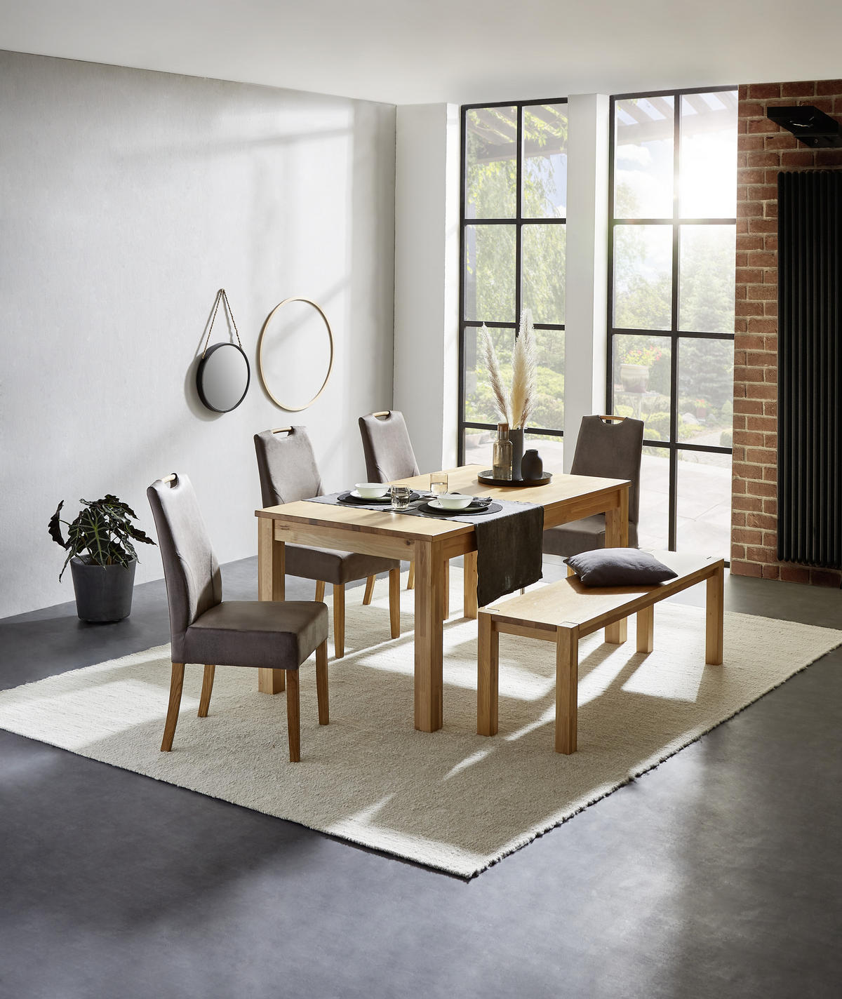 SITZBANK 140/47/40 cm Eichefarben Eiche massiv  - Eichefarben, KONVENTIONELL, Holz (140/47/40cm) - Valdera