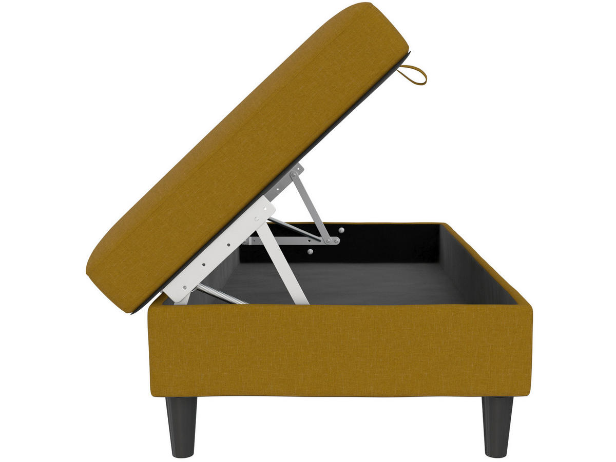 HOCKER HANNOVER Webstoff, Leinenoptik Currygelb  - Currygelb/Schwarz, Basics, Kunststoff/Textil (130/43/69cm) - Livetastic