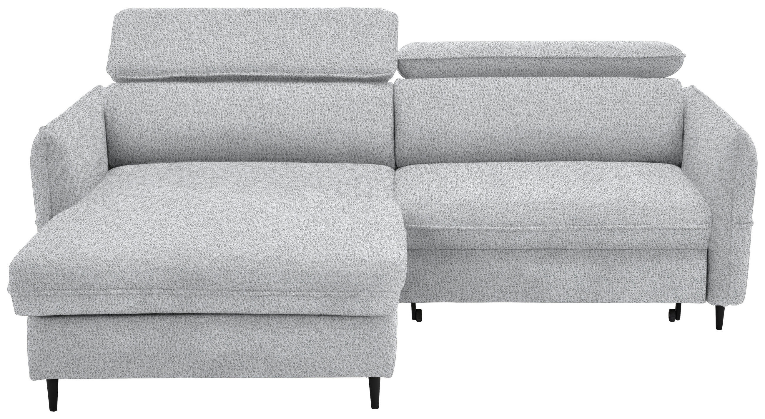 ECKSOFA Hellgrau Flachgewebe  - Hellgrau/Schwarz, Design, Holz/Textil (185/232cm) - Stylife