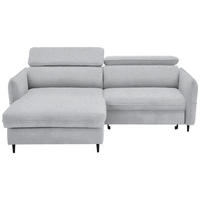 ECKSOFA inkl. Funktionen Hellgrau Flachgewebe  - Hellgrau/Schwarz, Design, Holz/Textil (185/232cm) - Stylife
